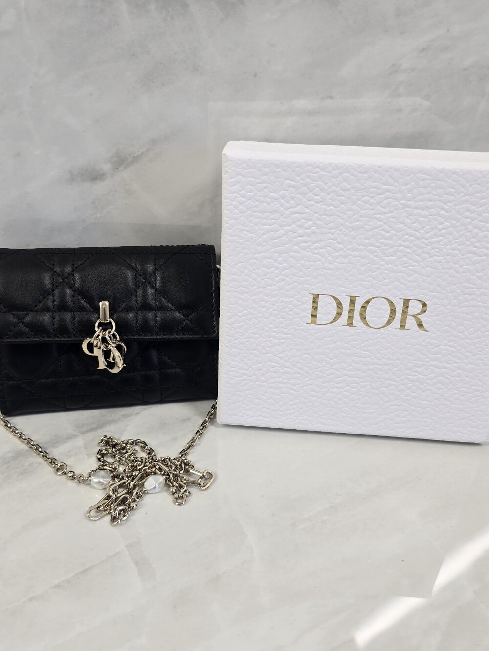 Dior My Dior Black Quilted Mini Leather Chain Bag
